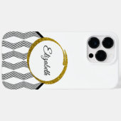 エレガント白黒パターガーリーン金ゴールドグリッター Case-Mate iPhoneケース (裏面 (横))