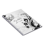 エレガント白黒パーソナライズされた手帳 ノートブック (右側)