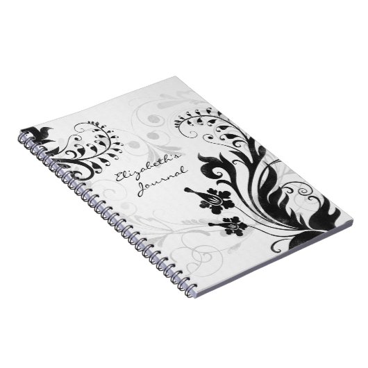 エレガント白黒パーソナライズされた手帳 ノートブック (右側)