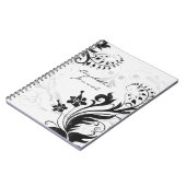 エレガント白黒パーソナライズされた手帳 ノートブック (左側)