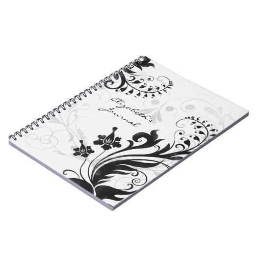 エレガント白黒パーソナライズされた手帳 ノートブック (左側)