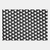 エレガント白黒ファミリー名ハートクリスマス ラッピングペーパーシート (正面3)