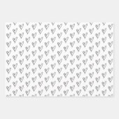 エレガント白黒ファミリー名ハートクリスマスWr ラッピングペーパーシート (正面3)