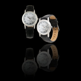 エレガント白黒フェイクマーブルカスタム 腕時計