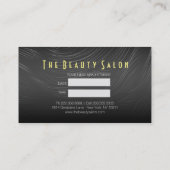 エレガント白黒フェイク金ゴールドはさみヘアサロン 予約カード (裏面)