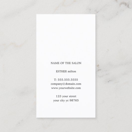 エレガント白黒フェイク銀髪型 名刺 (裏面)