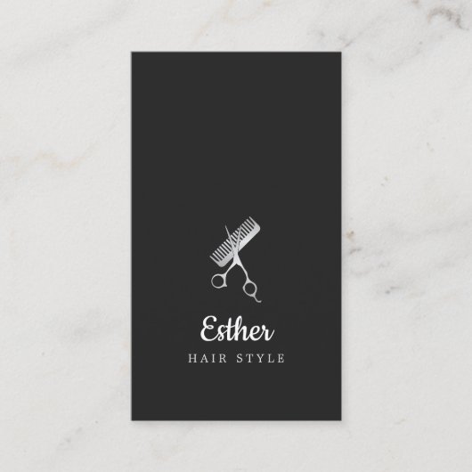 エレガント白黒フェイク銀髪型 名刺 (正面)