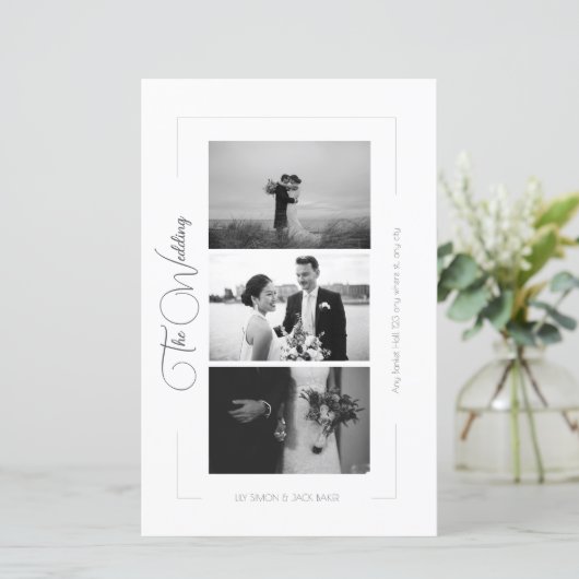 エレガント白黒フォトコラージュ結婚のメニュー (スタンド正面)