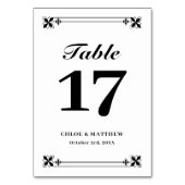 エレガント白黒フレーム名結婚と日付 テーブルナンバー (正面)