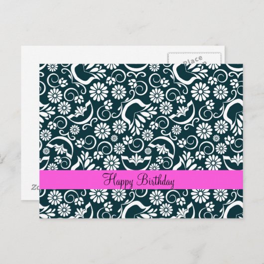 エレガント白黒フローラはがき ポストカード (正面/裏面)