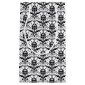 エレガント白黒フローラダマスクウエディング スモールペーパーバッグ (正面)