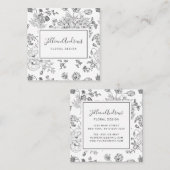 エレガント白黒フローラデザインプロフェッショナル スクエア名刺 (正面/裏面)