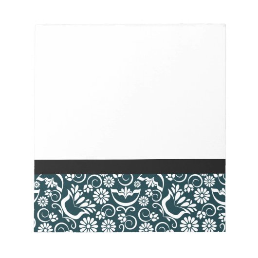 エレガント白黒フローラノート ノートパッド (正面)