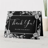 エレガント白黒フローラフォト気持ち サンキューカード (正面)