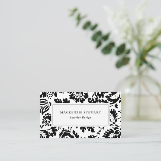 エレガント白黒フローラプロフェッショナル 名刺 (スタンド正面)