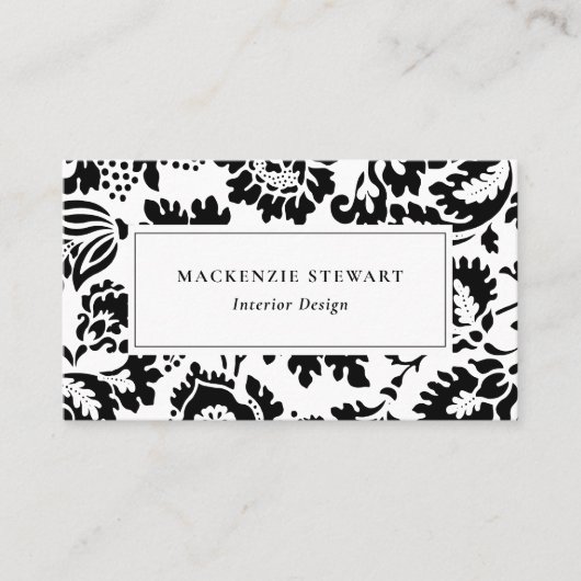 エレガント白黒フローラプロフェッショナル 名刺 (正面)