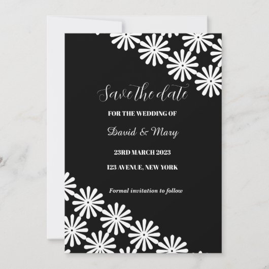 エレガント白黒フローラレースパターン (正面)