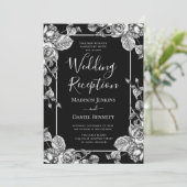 エレガント白黒フローラ披露宴 招待状 (スタンド正面)