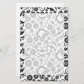 エレガント白黒フローラ文房具 便箋 (正面/裏面)
