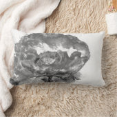 エレガント白黒フローラ水絵画色 ランバークッション (ブランケット)