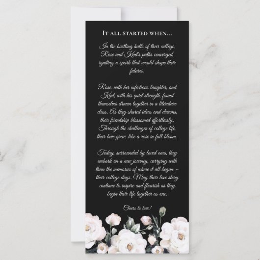 エレガント白黒フローラ結婚式 プログラム (裏面)