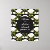 エレガント白黒フローラ結婚：書道 キャンバスプリント (正面)