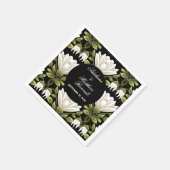 エレガント白黒フローラ結婚：書道 スタンダードカクテルナプキン (角)