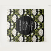 エレガント白黒フローラ結婚:書道 タペストリー (正面(横))