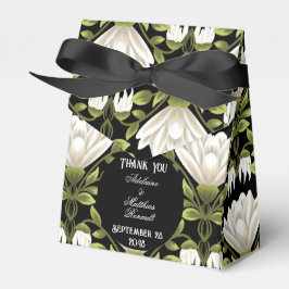 エレガント白黒フローラ結婚：書道 フェイバーボックス