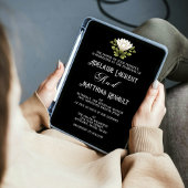 エレガント白黒フローラ結婚：書道 招待状