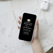 エレガント白黒フローラ結婚：書道 招待状