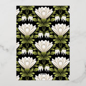 エレガント白黒フローラ結婚：書道 箔招待状 (裏面)