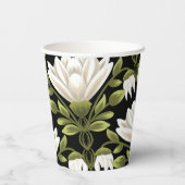 エレガント白黒フローラ結婚：書道 紙コップ (裏面)