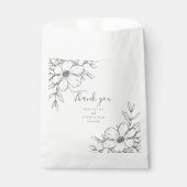エレガント白黒フローラ線スケッチ結婚の フェイバーバッグ (正面)