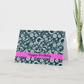 エレガント白黒フローラ誕生日カード カード (正面)