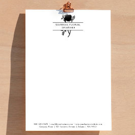 エレガント白黒フローリスト植物花屋 レターヘッド