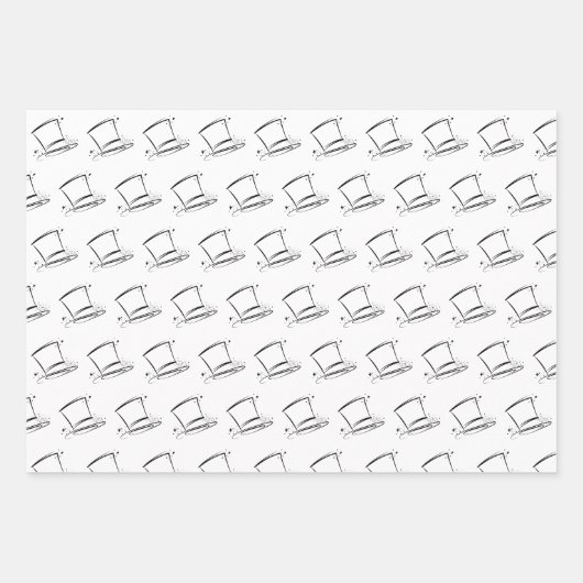 エレガント白黒ブライダル/ウェディングシャワー ラッピングペーパーシート (正面3)