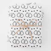 エレガント白黒ブライダル/ウェディングシャワー ラッピングペーパーシート (インサイチュ)