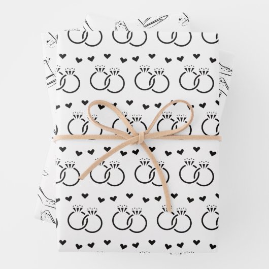 エレガント白黒ブライダル/ウェディングシャワー ラッピングペーパーシート (インサイチュ)