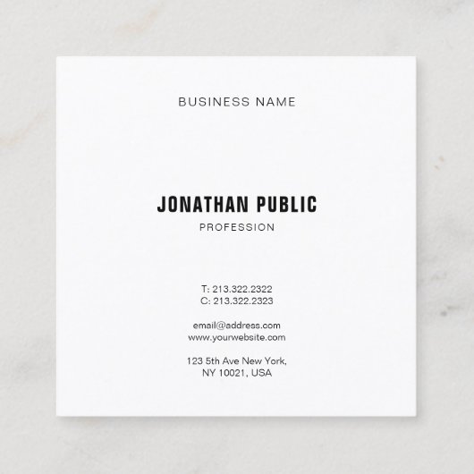 エレガント白黒プシンプルランプロフェッショナルリュックス スクエア名刺 (裏面)