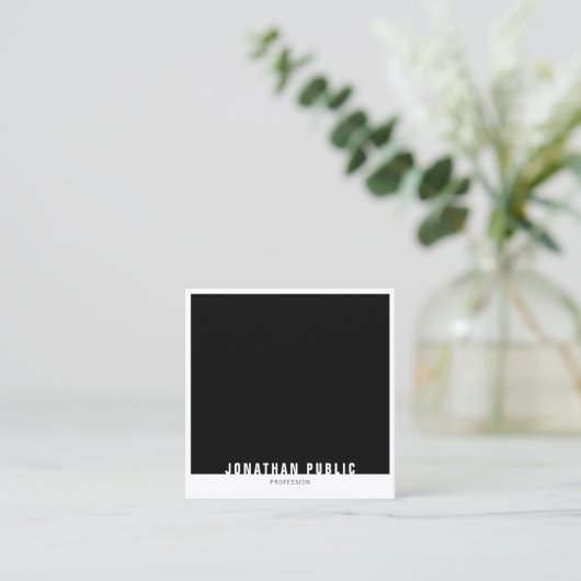 エレガント白黒プロフェッショナルテンプレート スクエア名刺 (スタンド正面)