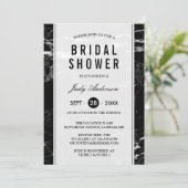 エレガント白黒マーブル結婚ズブライダルシャワー 招待状 (スタンド正面)