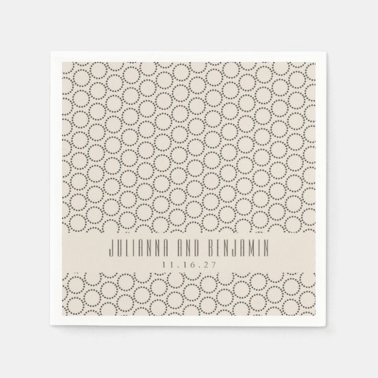 エレガント白黒ミッドセンチュリーモダンカスタムウェディング スタンダードカクテルナプキン (正面)