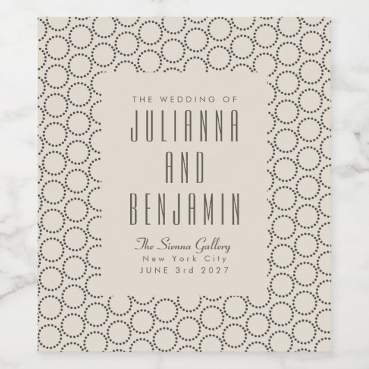 エレガント白黒ミッドセンチュリーモダンカスタムウェディング ワインラベル (シングルラベル)