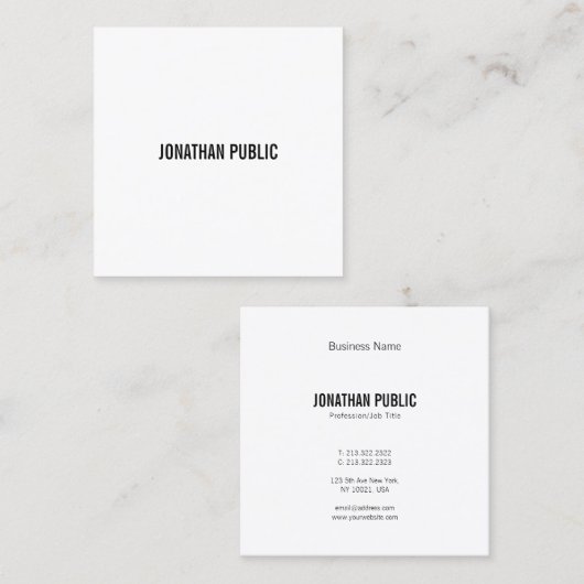 エレガント白黒ミニマモダンラお洒落ム平野 スクエア名刺 (正面/裏面)