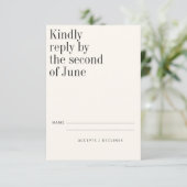 エレガント白黒ミニマモダンラ結婚リスト 出欠カード (スタンド正面)