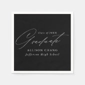 エレガント白黒ミニマリスト卒業 スタンダードカクテルナプキン (正面)