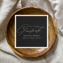 エレガント白黒ミニマリスト卒業 スタンダードカクテルナプキン