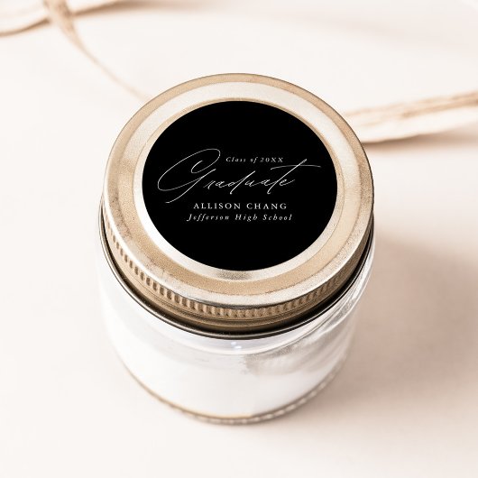 エレガント白黒ミニマリスト卒業 ラウンドシール