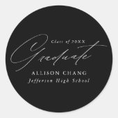 エレガント白黒ミニマリスト卒業 ラウンドシール (正面)